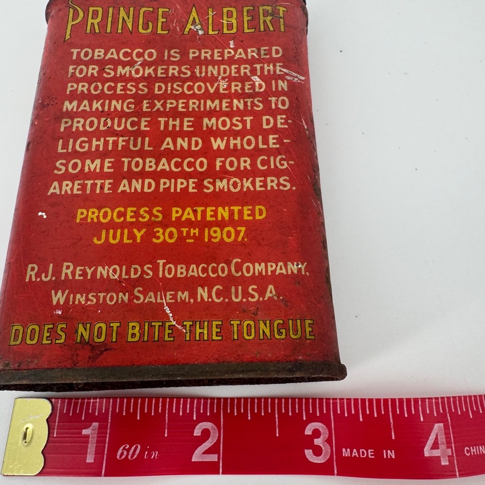 Prince Albert Crimp Cut Tobacco Tin Vintage Red Metal Pocket Can R.J. Reynolds - Picture 9 of 10